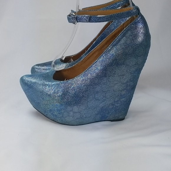 Vtg Jeffrey Campbell Aubrey Blue Snake Platform 7 RARE - Picture 4 of 11